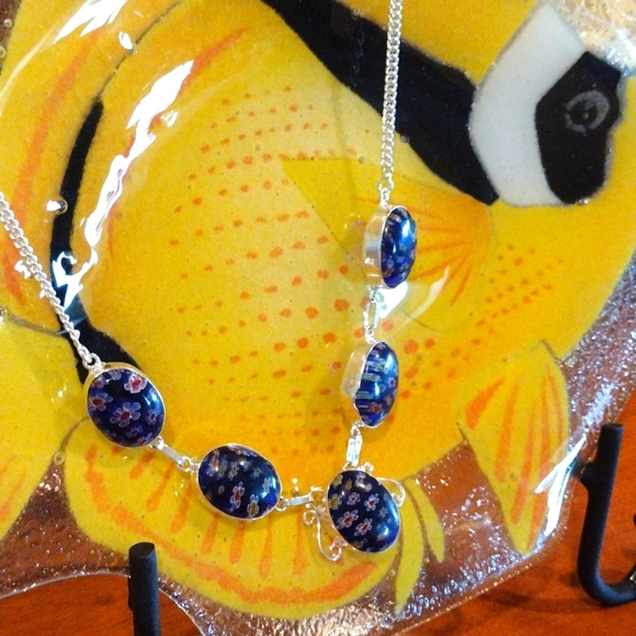Spring and summer Millefiori (not Murano) silver necklace 18"… - Picture 11 of 17